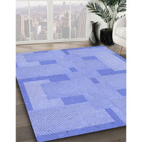 Patterned Light Slate Blue Rug, pat2163blu