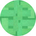 Square Patterned Neon Green Rug, pat2163grn