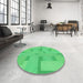 Round Patterned Neon Green Rug in a Office, pat2163grn