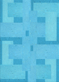 Machine Washable Transitional Bright Cyan Blue Rug, wshpat2163lblu