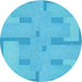 Square Machine Washable Transitional Bright Cyan Blue Rug in a Living Room, wshpat2163lblu