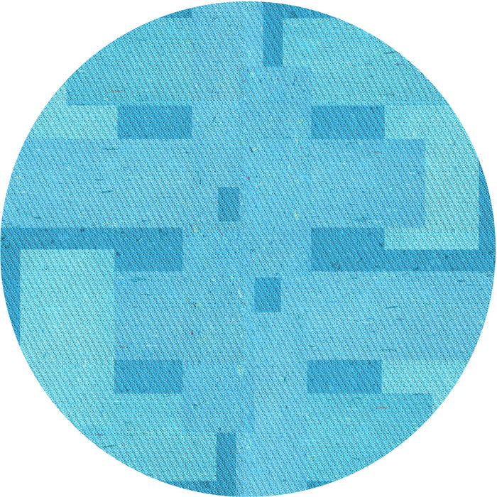 Square Patterned Bright Cyan Blue Rug, pat2163lblu