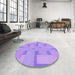Round Patterned Bright Lilac Purple Rug in a Office, pat2163pur
