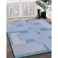 Patterned Steel Blue Novelty Rug, pat2163