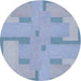 Sideview of Patterned Steel Blue Novelty Rug, pat2163