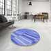 Round Patterned Blue Rug in a Office, pat2164blu