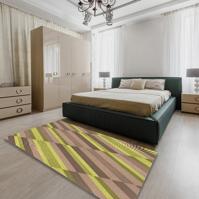 Patterned Brown Rug in a Bedroom, pat2164brn