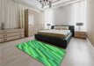 Patterned Neon Green Rug in a Bedroom, pat2164grn