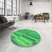 Round Patterned Neon Green Rug in a Office, pat2164grn