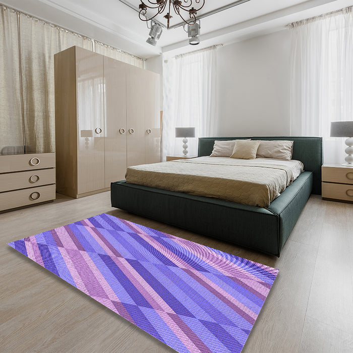 Patterned Bright Lilac Purple Rug in a Bedroom, pat2164pur