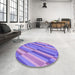 Round Patterned Bright Lilac Purple Rug in a Office, pat2164pur