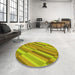 Round Patterned Dark Golden Brown Rug in a Office, pat2164yw