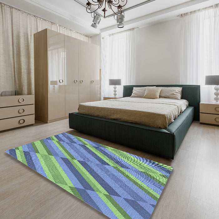 Patterned Green Novelty Rug in a Bedroom, pat2164