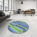 Round Patterned Green Novelty Rug in a Office, pat2164