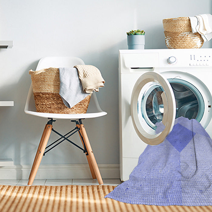 Machine Washable Transitional Sky Blue Rug in a Washing Machine, wshpat2165blu