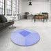 Round Patterned Sky Blue Rug in a Office, pat2165blu