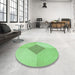 Round Patterned Jade Green Rug in a Office, pat2165grn