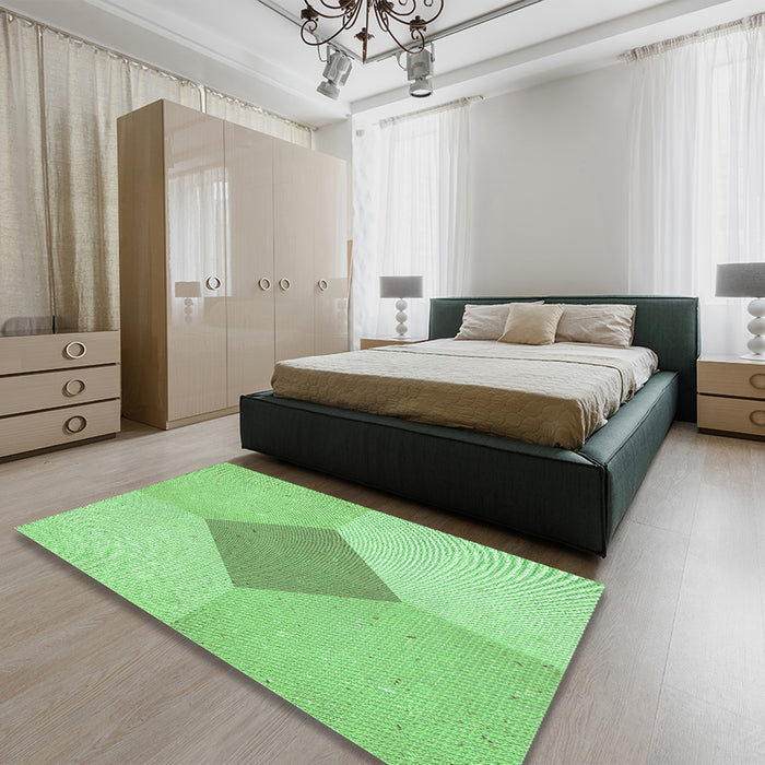 Patterned Jade Green Rug in a Bedroom, pat2165grn
