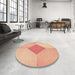 Round Patterned Orange Rug in a Office, pat2165org