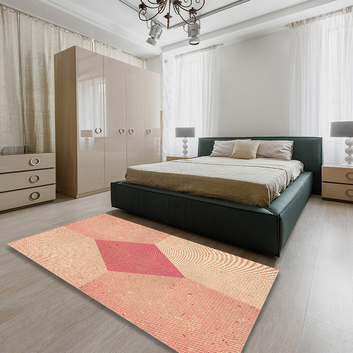 Patterned Orange Rug in a Bedroom, pat2165org