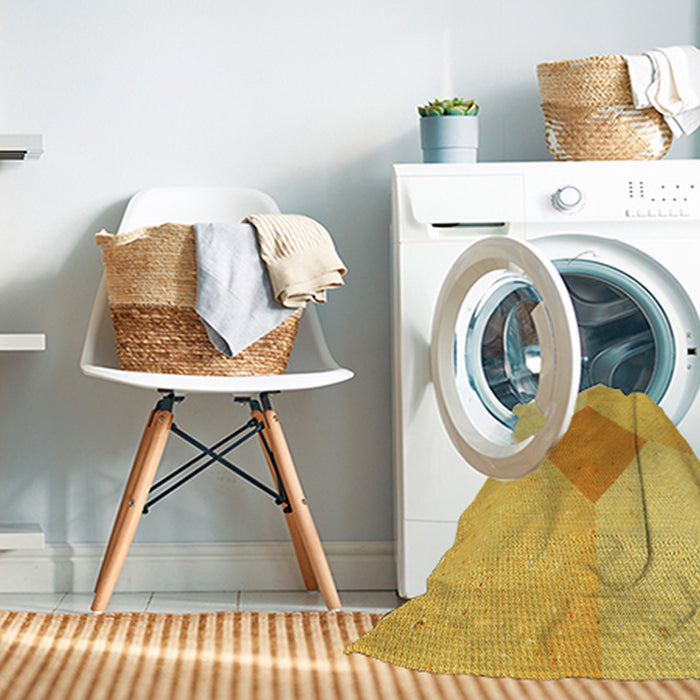 Machine Washable Transitional Yellow Rug in a Washing Machine, wshpat2165yw