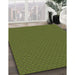 Patterned Army Green Rug in Family Room, pat2166brn