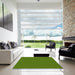 Square Patterned Green Rug in a Living Room, pat2166yw