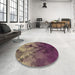 Round Patterned Dark Almond Brown Rug in a Office, pat2167brn