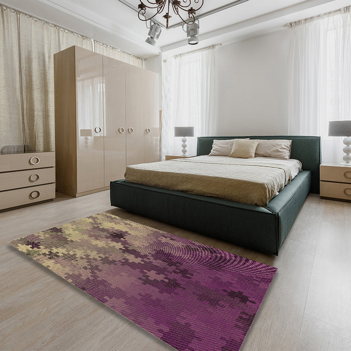 Patterned Dark Almond Brown Rug in a Bedroom, pat2167brn