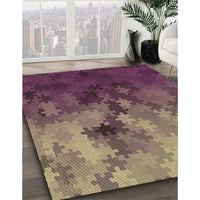 Patterned Dark Almond Brown Rug, pat2167brn