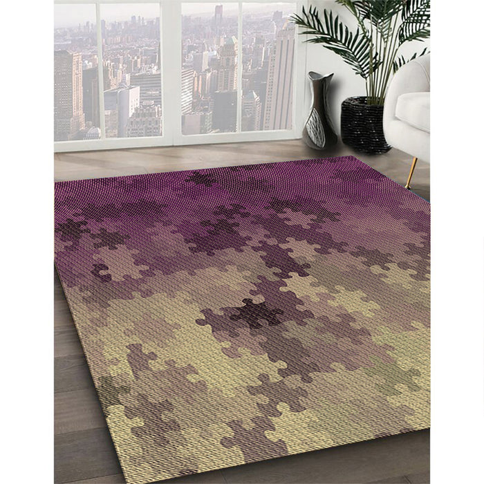 Patterned Dark Almond Brown Rug in Family Room, pat2167brn