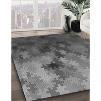 Patterned Black Rug, pat2167gry