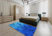 Patterned Blue Orchid Blue Rug in a Bedroom, pat2167lblu