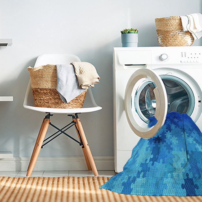 Machine Washable Transitional Blue Orchid Blue Rug in a Washing Machine, wshpat2167lblu