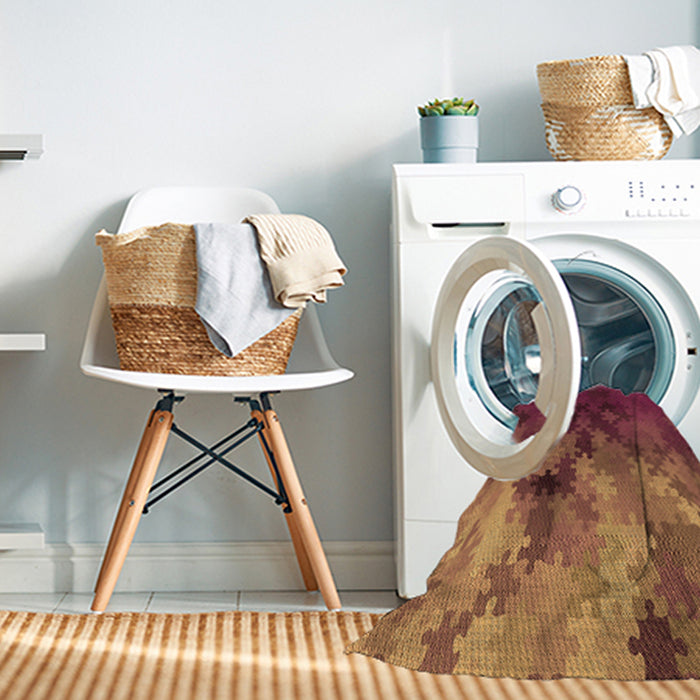 Machine Washable Transitional Orange Rug in a Washing Machine, wshpat2167org