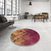 Round Patterned Orange Rug in a Office, pat2167org