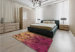 Patterned Orange Rug in a Bedroom, pat2167org