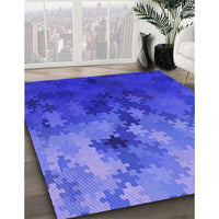 Patterned Light Slate Blue Rug, pat2167pur