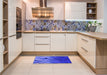 Patterned Light Slate Blue Rug in a Kitchen, pat2167pur