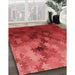 Patterned Red Rug in Family Room, pat2167rd