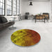 Round Patterned Caramel Brown Rug in a Office, pat2167yw