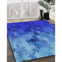 Patterned Blue Novelty Rug, pat2167