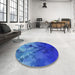 Round Patterned Blue Novelty Rug in a Office, pat2167