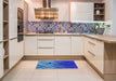 Patterned Blue Novelty Rug in a Kitchen, pat2167