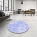 Round Patterned Blue Rug in a Office, pat2168blu