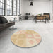 Round Patterned Khaki Gold Rug in a Office, pat2168brn