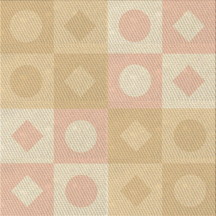 Round Patterned Khaki Gold Rug, pat2168brn