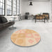 Round Patterned Pastel Orange Rug in a Office, pat2168org