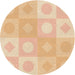 Square Patterned Pastel Orange Rug, pat2168org