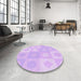 Round Patterned Purple Rug in a Office, pat2168pur